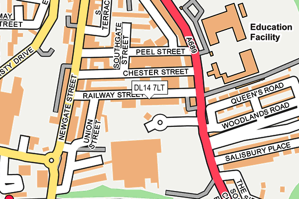 DL14 7LT map - OS OpenMap – Local (Ordnance Survey)
