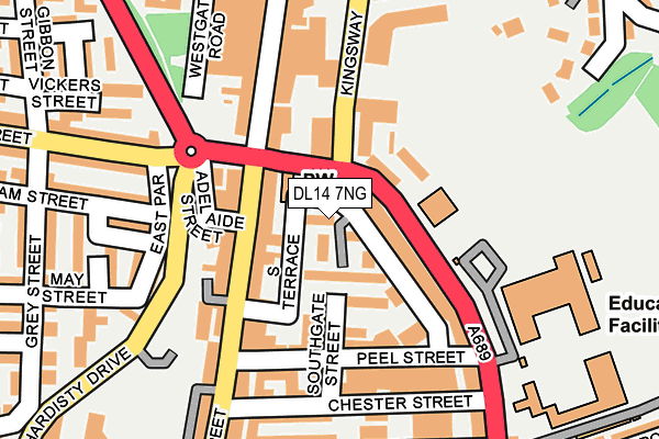 DL14 7NG map - OS OpenMap – Local (Ordnance Survey)
