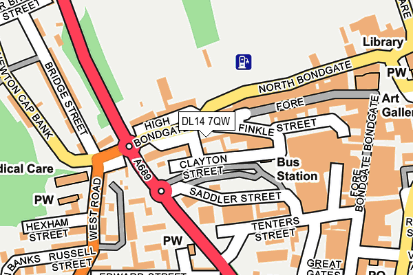 DL14 7QW map - OS OpenMap – Local (Ordnance Survey)