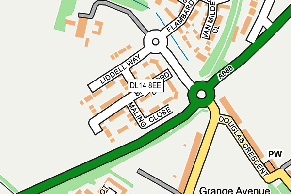 DL14 8EE map - OS OpenMap – Local (Ordnance Survey)