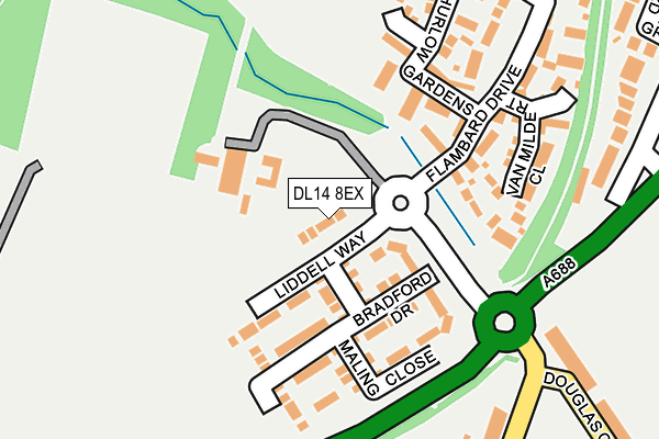 DL14 8EX map - OS OpenMap – Local (Ordnance Survey)