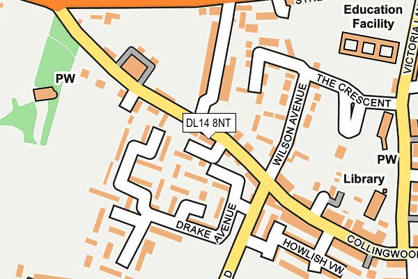 DL14 8NT map - OS OpenMap – Local (Ordnance Survey)