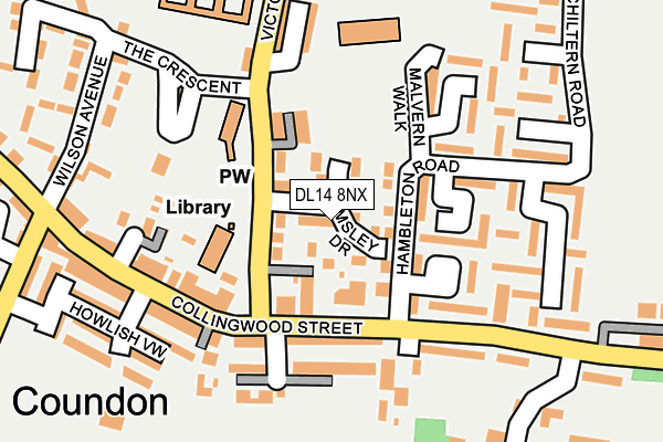 DL14 8NX map - OS OpenMap – Local (Ordnance Survey)