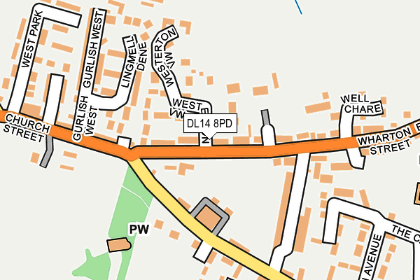 DL14 8PD map - OS OpenMap – Local (Ordnance Survey)