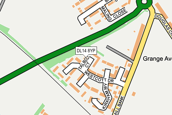 DL14 8YP map - OS OpenMap – Local (Ordnance Survey)
