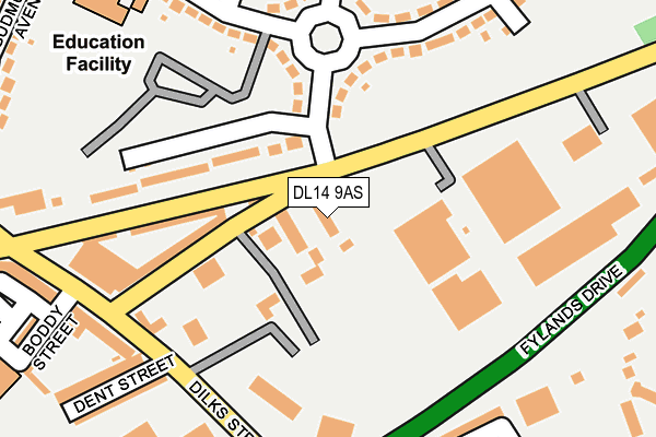 DL14 9AS map - OS OpenMap – Local (Ordnance Survey)
