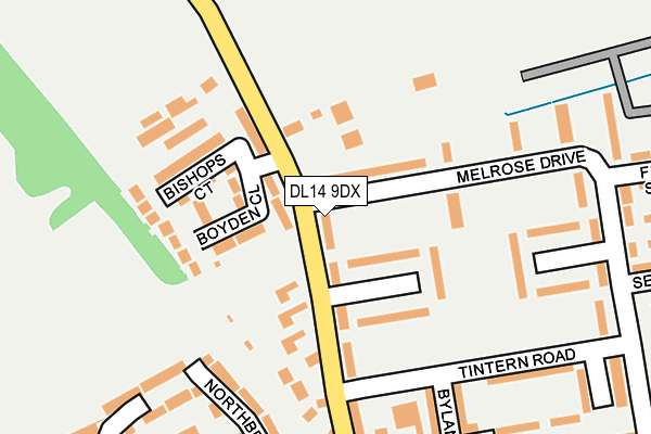 DL14 9DX map - OS OpenMap – Local (Ordnance Survey)