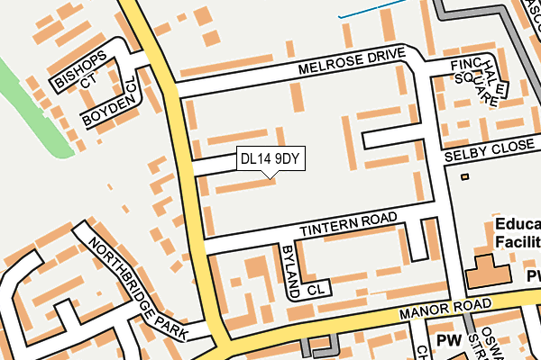 DL14 9DY map - OS OpenMap – Local (Ordnance Survey)