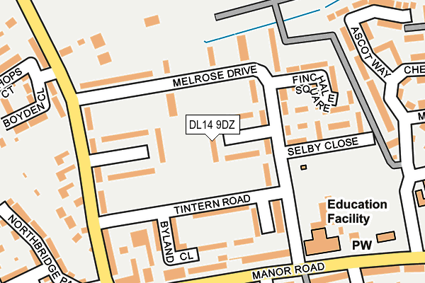 DL14 9DZ map - OS OpenMap – Local (Ordnance Survey)