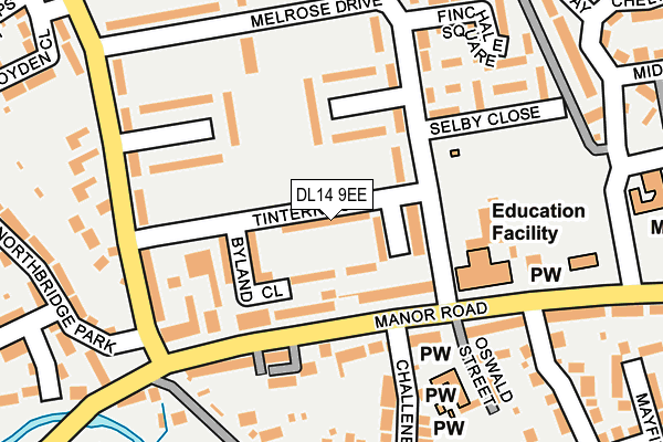 DL14 9EE map - OS OpenMap – Local (Ordnance Survey)