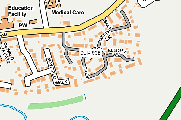 DL14 9GE map - OS OpenMap – Local (Ordnance Survey)