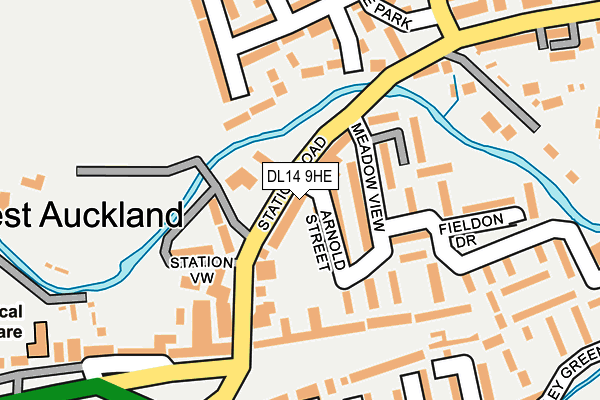 DL14 9HE map - OS OpenMap – Local (Ordnance Survey)