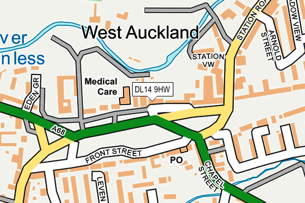 DL14 9HW map - OS OpenMap – Local (Ordnance Survey)