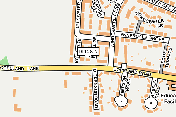 DL14 9JN map - OS OpenMap – Local (Ordnance Survey)
