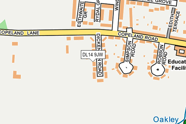 DL14 9JW map - OS OpenMap – Local (Ordnance Survey)