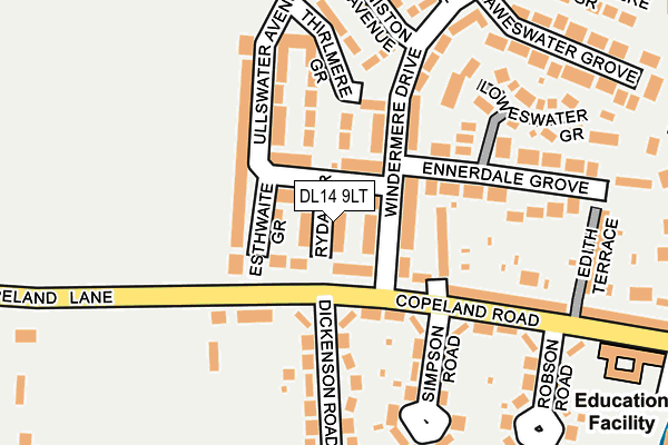 DL14 9LT map - OS OpenMap – Local (Ordnance Survey)