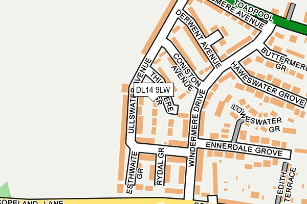 DL14 9LW map - OS OpenMap – Local (Ordnance Survey)