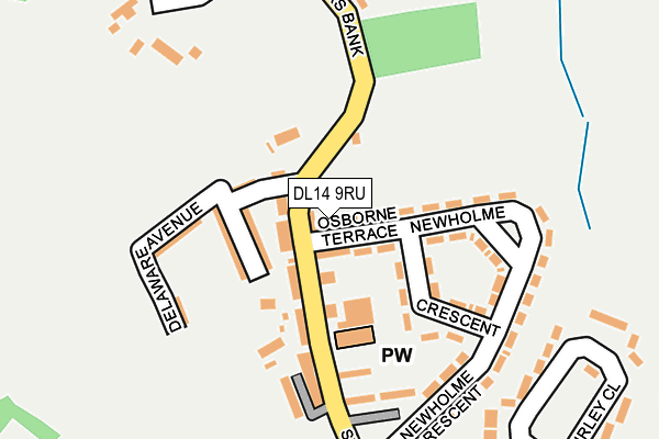 DL14 9RU map - OS OpenMap – Local (Ordnance Survey)