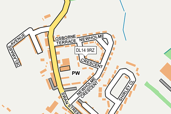 DL14 9RZ map - OS OpenMap – Local (Ordnance Survey)
