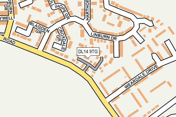 DL14 9TG map - OS OpenMap – Local (Ordnance Survey)