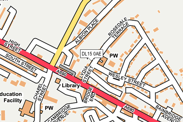 DL15 0AE map - OS OpenMap – Local (Ordnance Survey)