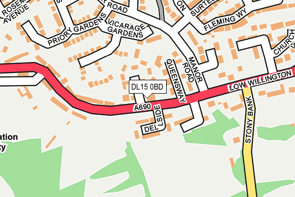 DL15 0BD map - OS OpenMap – Local (Ordnance Survey)
