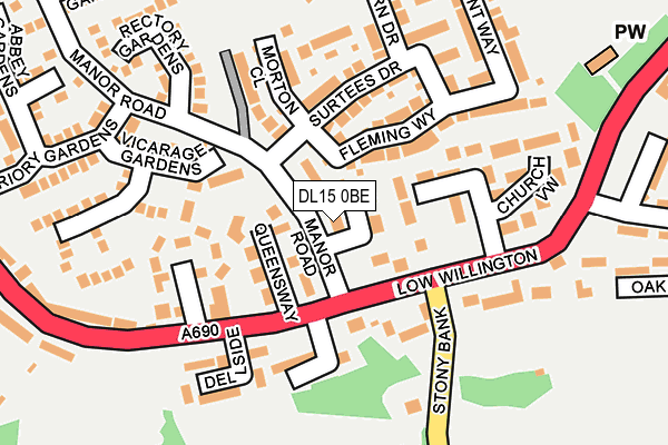 DL15 0BE map - OS OpenMap – Local (Ordnance Survey)