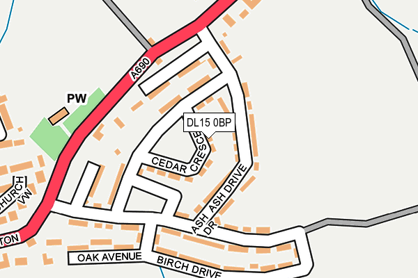 DL15 0BP map - OS OpenMap – Local (Ordnance Survey)