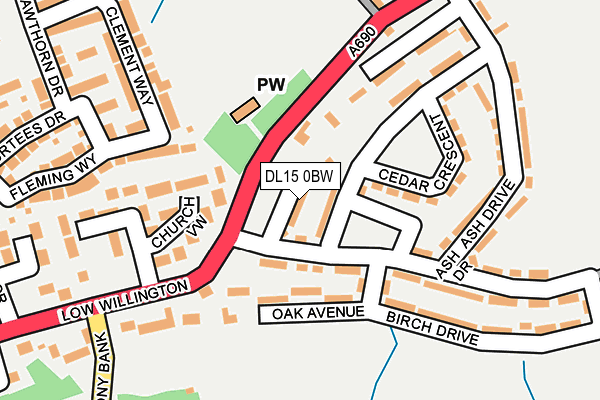 DL15 0BW map - OS OpenMap – Local (Ordnance Survey)
