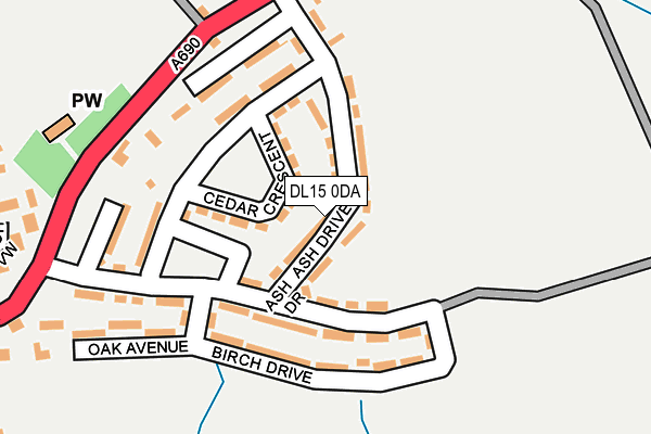 DL15 0DA map - OS OpenMap – Local (Ordnance Survey)