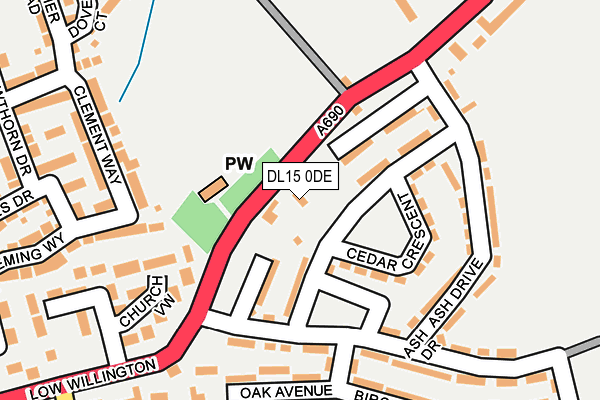 DL15 0DE map - OS OpenMap – Local (Ordnance Survey)