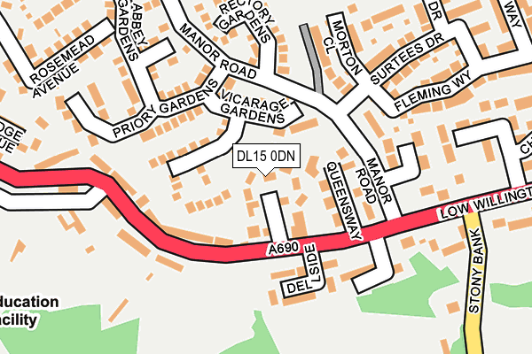 DL15 0DN map - OS OpenMap – Local (Ordnance Survey)