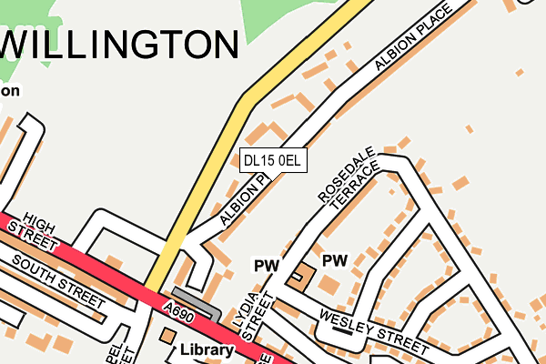 DL15 0EL map - OS OpenMap – Local (Ordnance Survey)