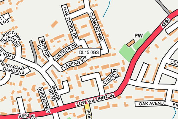 DL15 0GS map - OS OpenMap – Local (Ordnance Survey)
