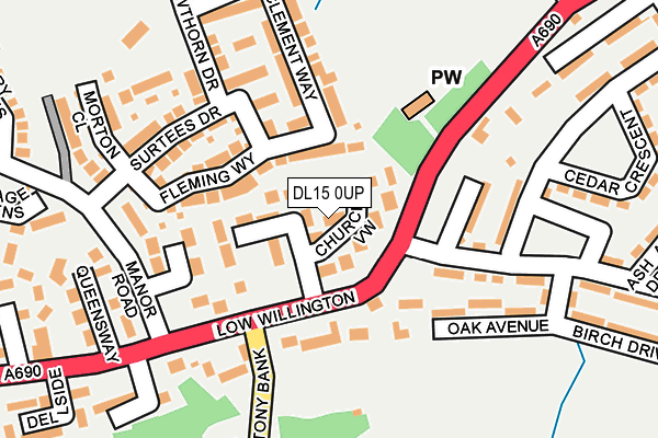 DL15 0UP map - OS OpenMap – Local (Ordnance Survey)