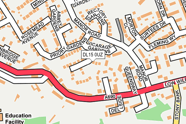 DL15 0UZ map - OS OpenMap – Local (Ordnance Survey)