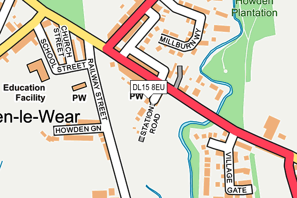 DL15 8EU map - OS OpenMap – Local (Ordnance Survey)
