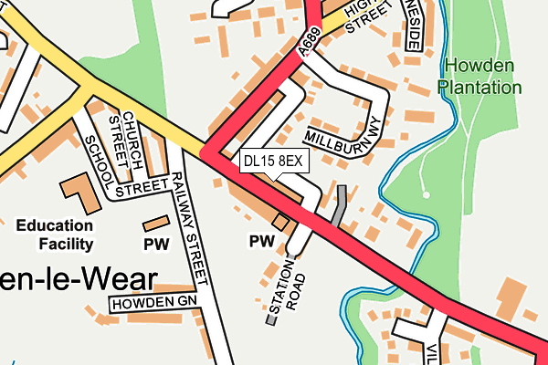 DL15 8EX map - OS OpenMap – Local (Ordnance Survey)