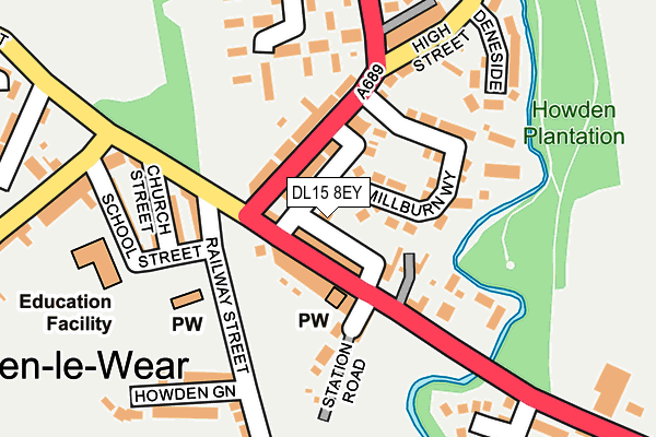 DL15 8EY map - OS OpenMap – Local (Ordnance Survey)