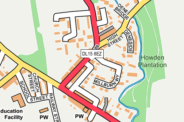 DL15 8EZ map - OS OpenMap – Local (Ordnance Survey)