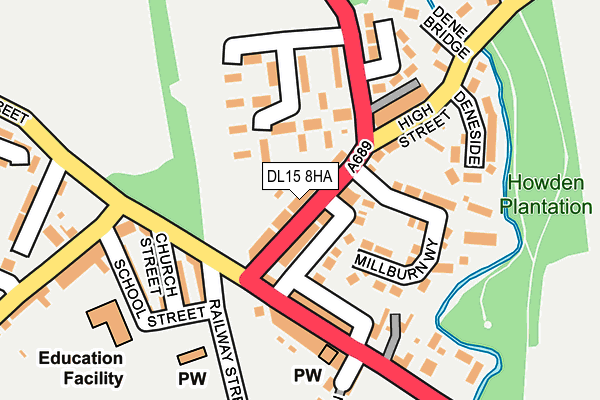 DL15 8HA map - OS OpenMap – Local (Ordnance Survey)