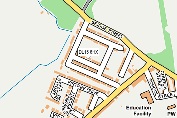 DL15 8HX map - OS OpenMap – Local (Ordnance Survey)
