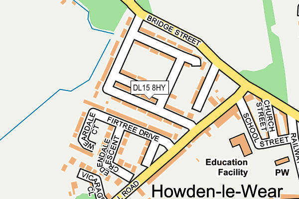 DL15 8HY map - OS OpenMap – Local (Ordnance Survey)