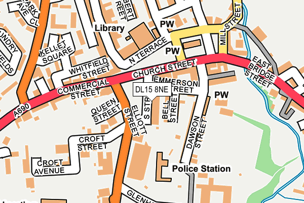 DL15 8NE map - OS OpenMap – Local (Ordnance Survey)
