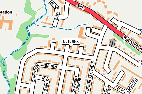 DL15 8NX map - OS OpenMap – Local (Ordnance Survey)