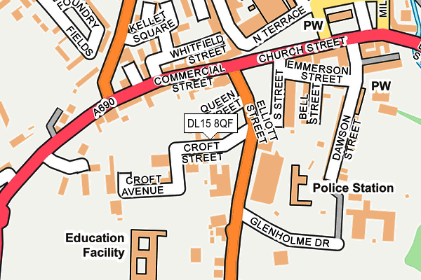 DL15 8QF map - OS OpenMap – Local (Ordnance Survey)