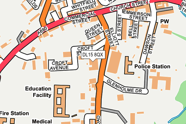 DL15 8QX map - OS OpenMap – Local (Ordnance Survey)