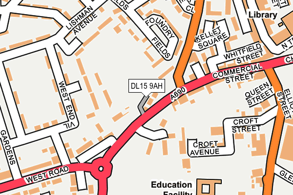 DL15 9AH map - OS OpenMap – Local (Ordnance Survey)