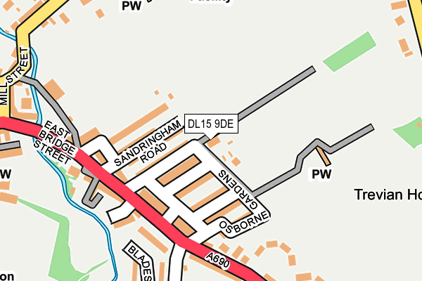 DL15 9DE map - OS OpenMap – Local (Ordnance Survey)