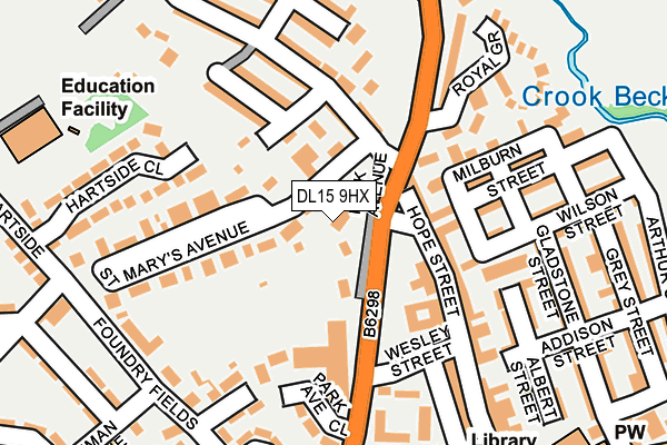 DL15 9HX map - OS OpenMap – Local (Ordnance Survey)